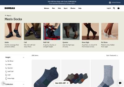 Bombas landing page