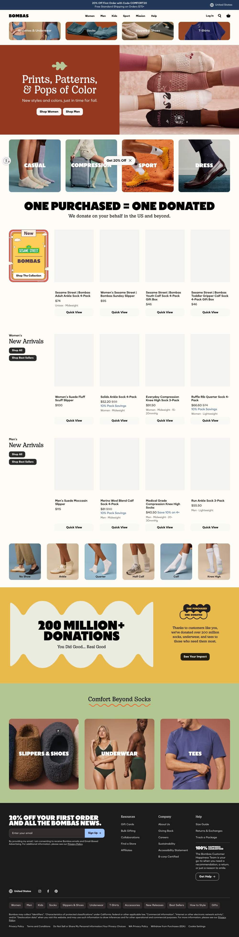 Bombas landing page: Bralettes & Underwear