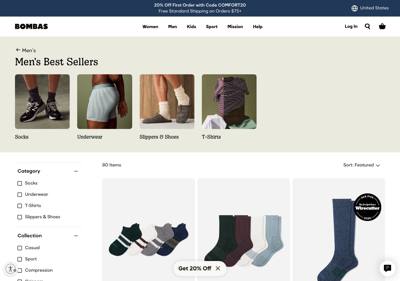 Bombas landing page