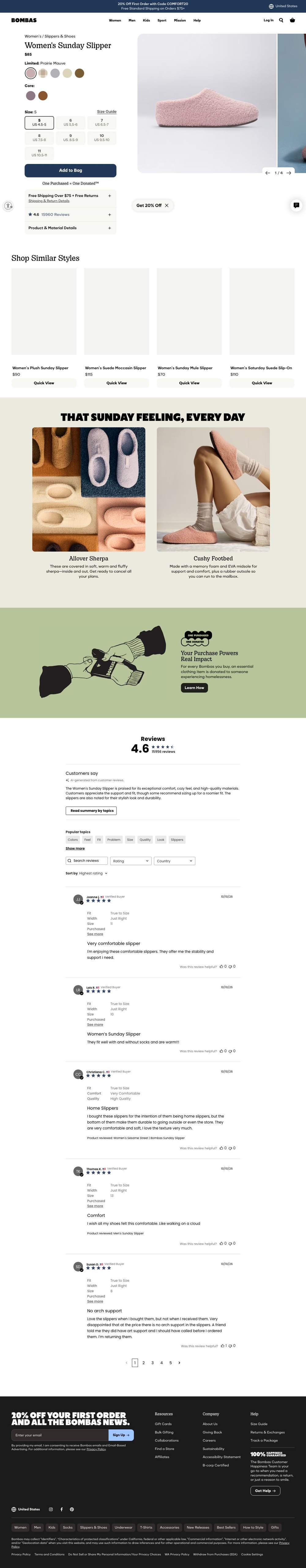 Bombas landing page: Women's Sunday Slipper