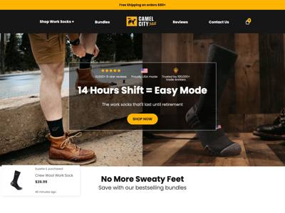 Camel City Mill Work Socks landing page