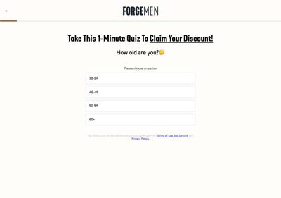 Forge Men landing page
