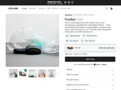 Artuvate landing page