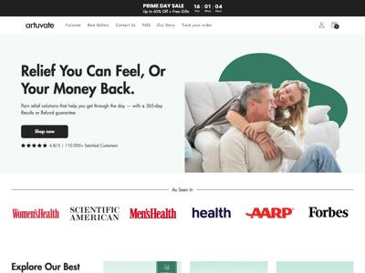 Artuvate landing page