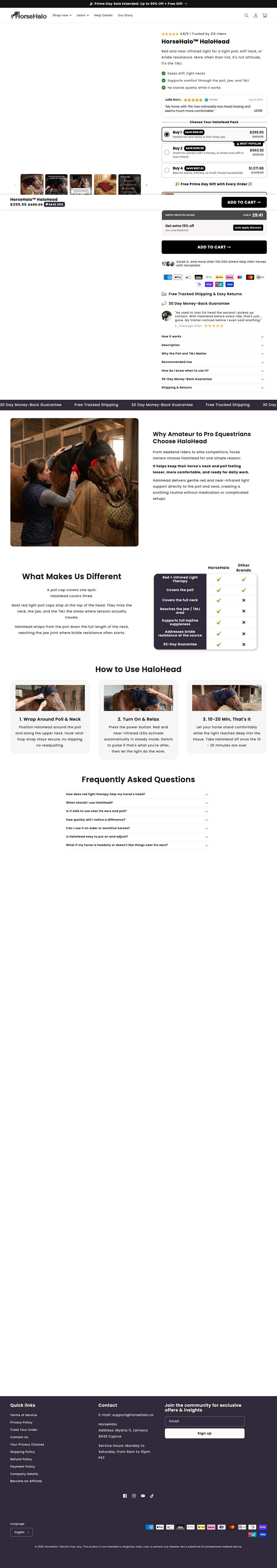 HorseHalo landing page: HorseHalo™ HaloHead