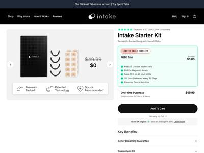 Intake Breathing landing page