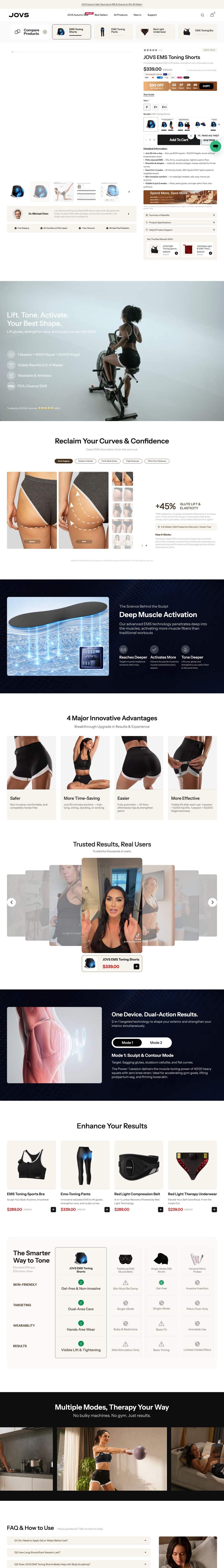 JOVS landing page: JOVS EMS Toning Shorts