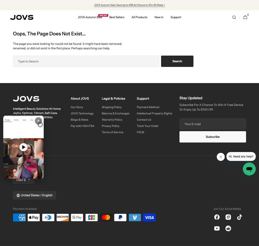 JOVS landing page: Oops, The Page Does Not Exist...