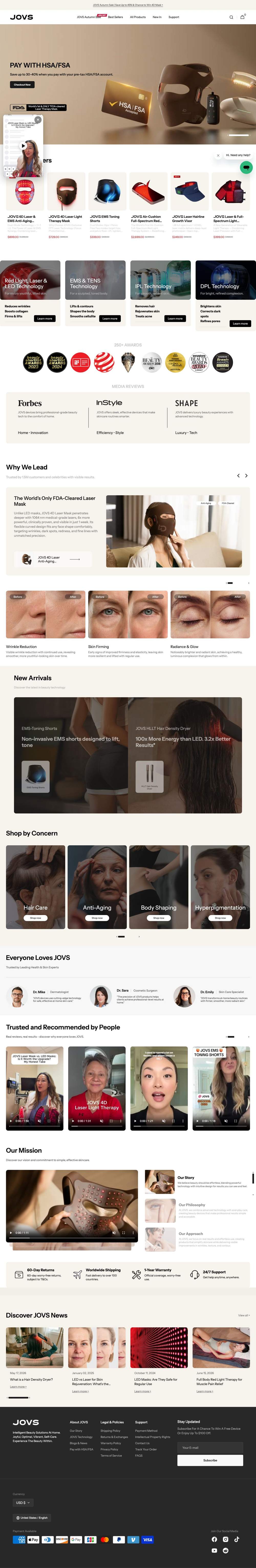 JOVS landing page: JOVS | At Home Beauty Solutions for Skin Care & Hair Removal
