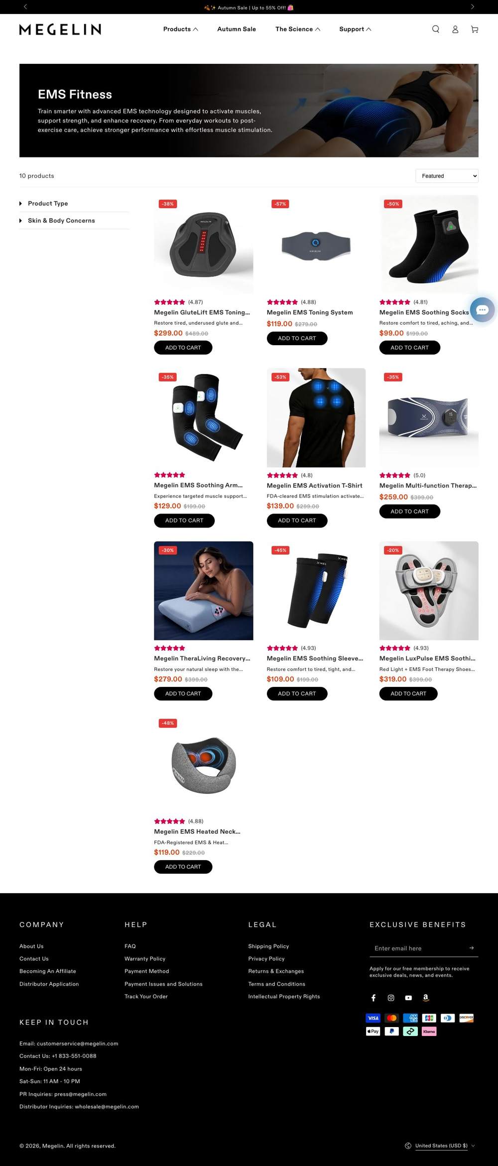Megelin landing page: EMS Fitness – Megelin