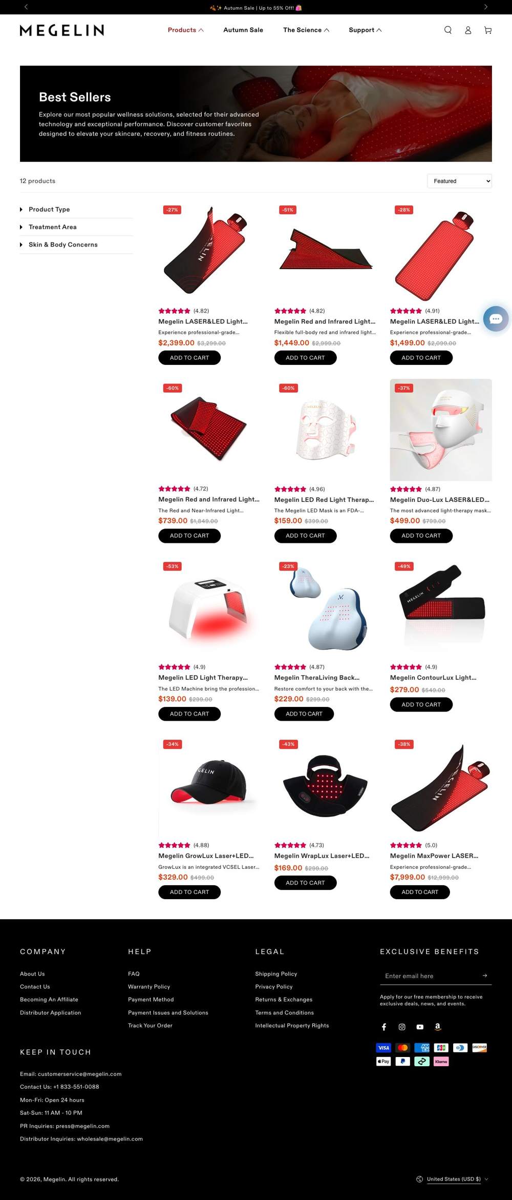 Megelin landing page: Best Sellers – Megelin
