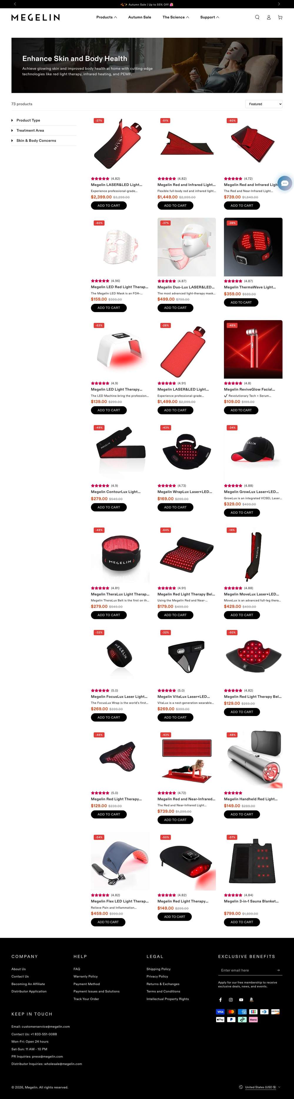 Megelin landing page: Megelin | Skin and Body Health Devices At-Home