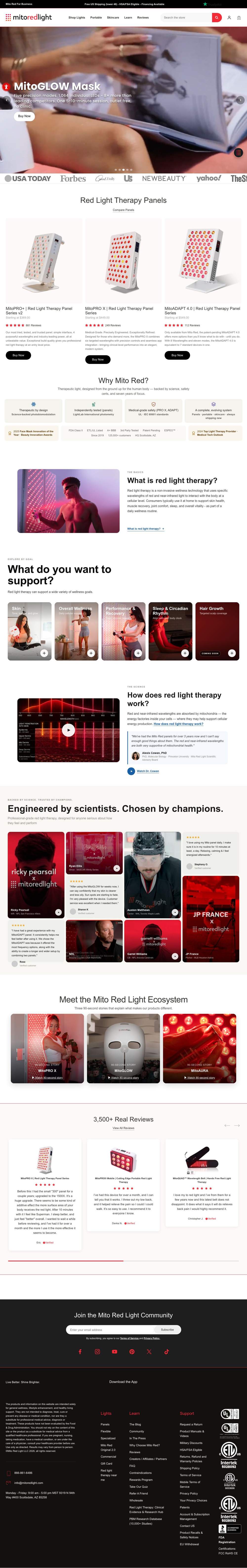 Mito Red Light landing page: Red Light Therapy