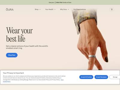 Oura landing page