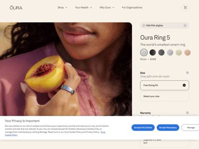 Oura landing page
