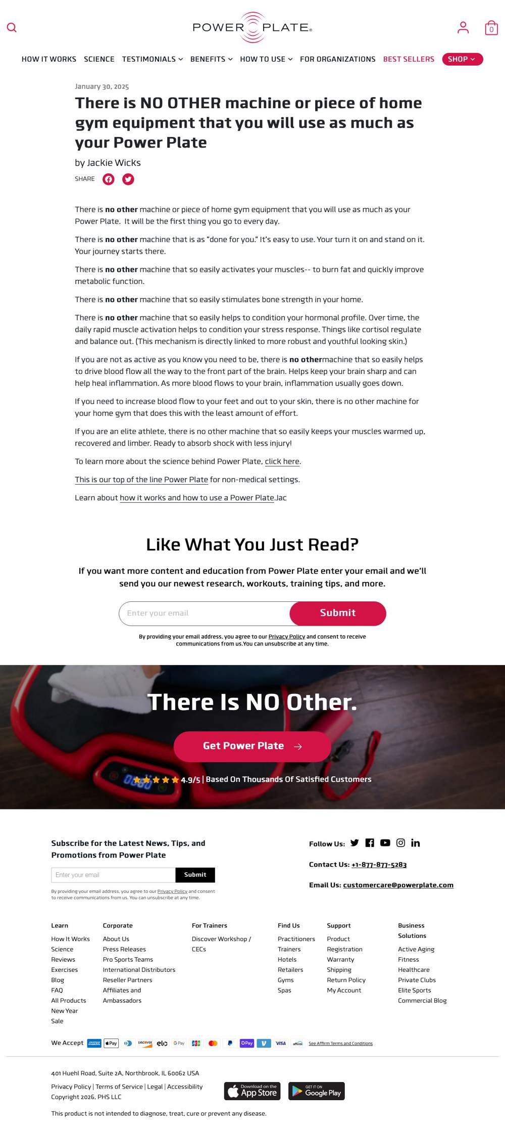 Power Plate Beauty & Wellness landing page: There is NO OTHER machine or piece of home gym equipment that you will use as much as your Power Plate