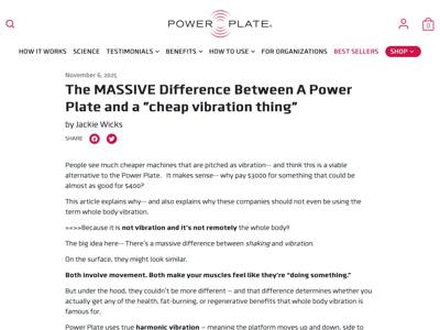 Power Plate Beauty & Wellness landing page
