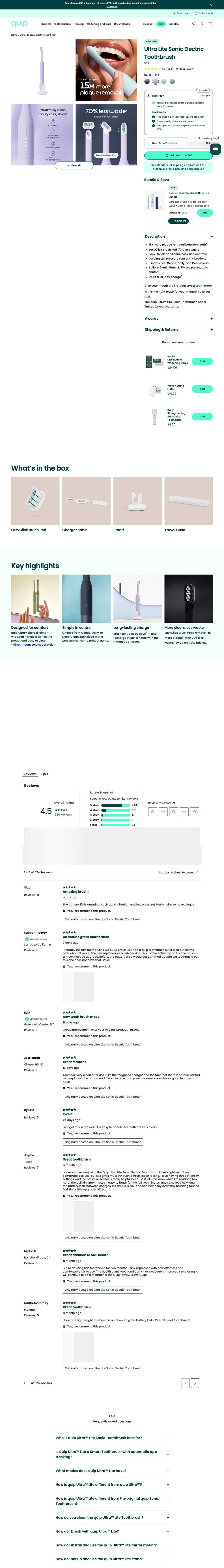 quip landing page: Ultra Lite Sonic Electric Toothbrush