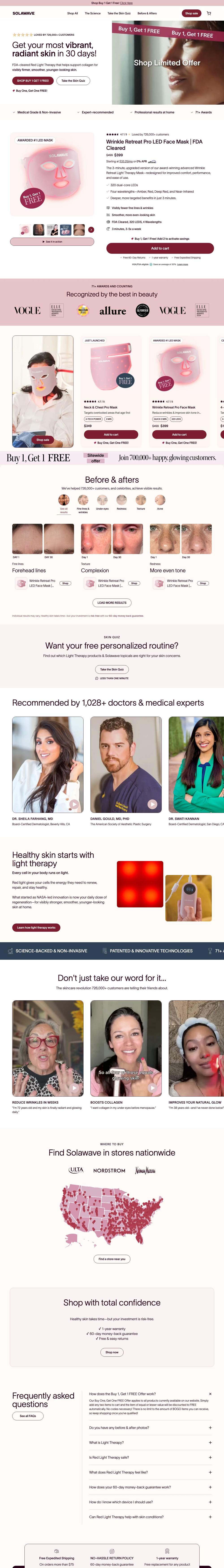 Solawave landing page: Get your most vibrant, radiant skin in 30 days!