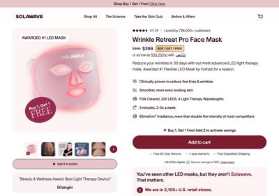 Solawave landing page