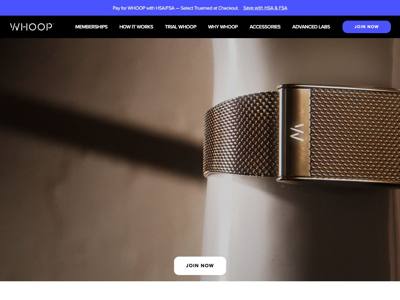 WHOOP landing page