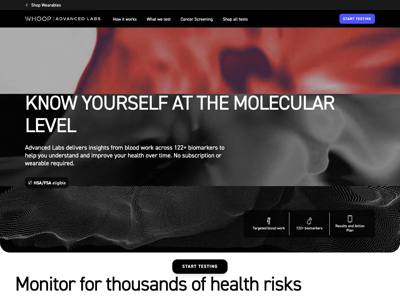 WHOOP landing page