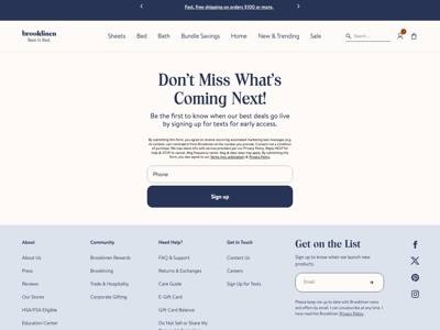 Brooklinen landing page