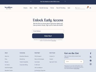 Brooklinen landing page