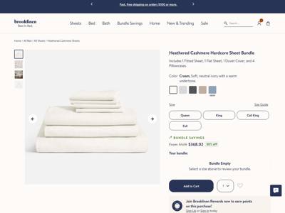 Brooklinen landing page