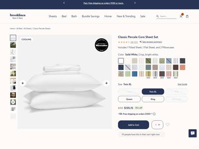 Brooklinen landing page