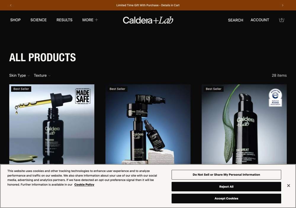 Caldera Lab landing page: ALL PRODUCTS