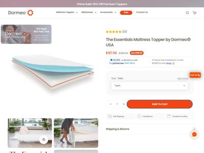Dormeo USA landing page