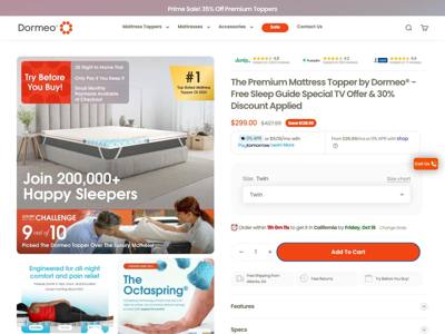 Dormeo USA landing page
