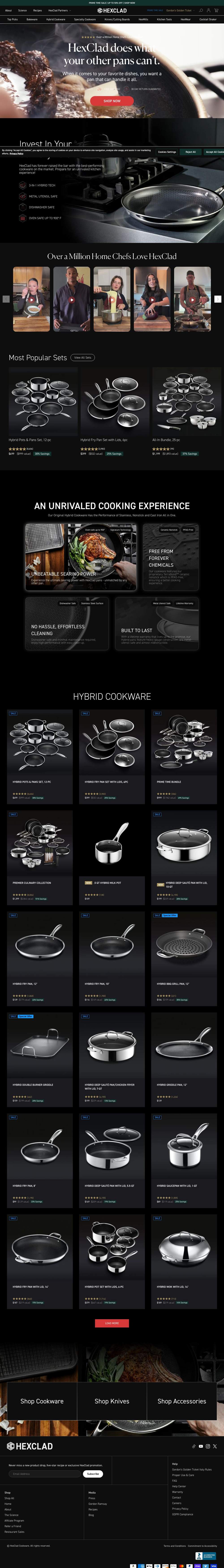 HexClad landing page: HexClad does what your other pans can't.