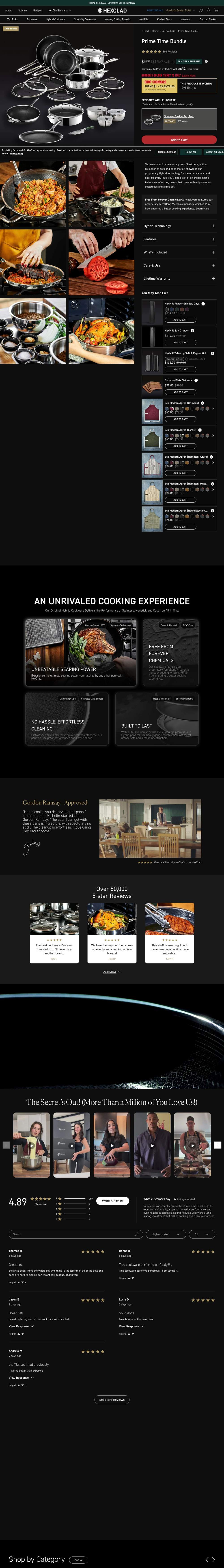 HexClad landing page: Prime Time Bundle