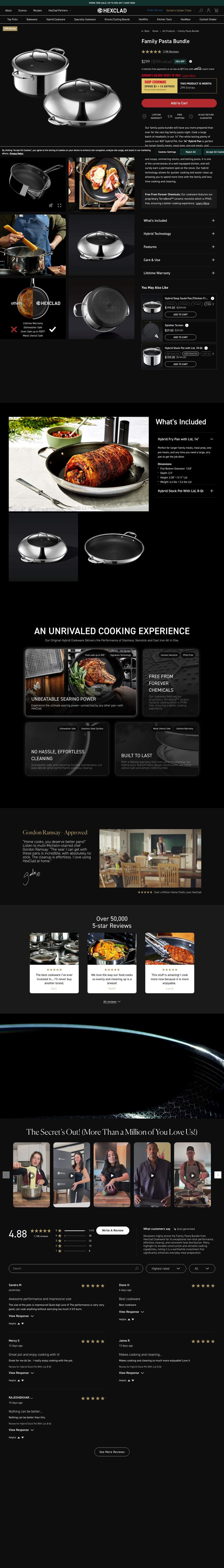 HexClad landing page: Family Pasta Bundle