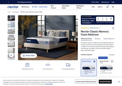 Nectarsleep landing page