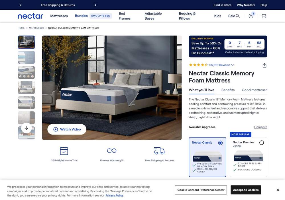 Nectarsleep landing page: Nectar Classic Memory Foam Mattress