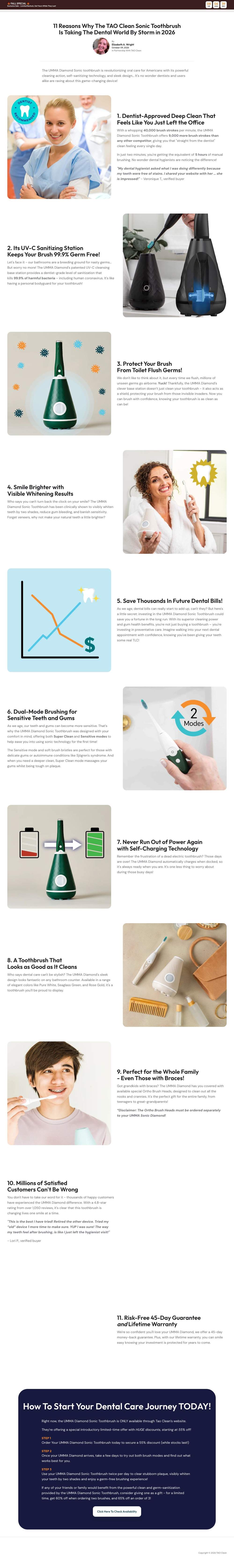 TAO Clean landing page: 11 Reasons Why The TAO Clean Sonic Toothbrush Is Taking The Dental World By Storm in 2026
