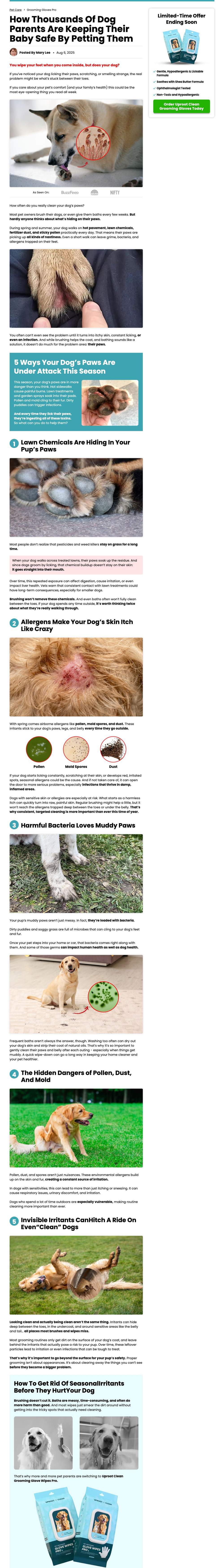 Uproot Clean landing page: Uproot Clean | Grooming Gloves Pro