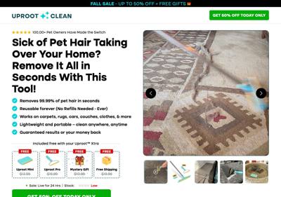Uproot Clean landing page