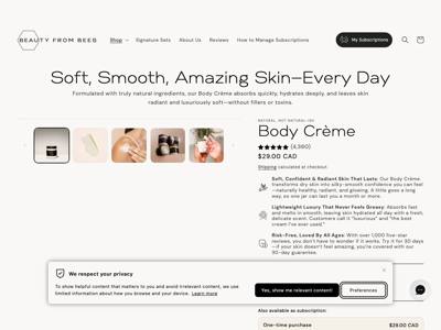 Beauty From Bees landing page