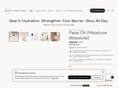Beauty From Bees landing page