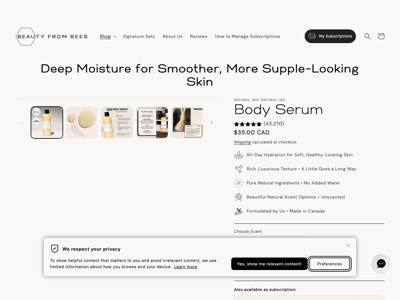 Beauty From Bees landing page