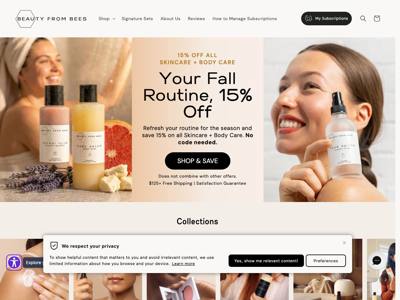 Beauty From Bees landing page