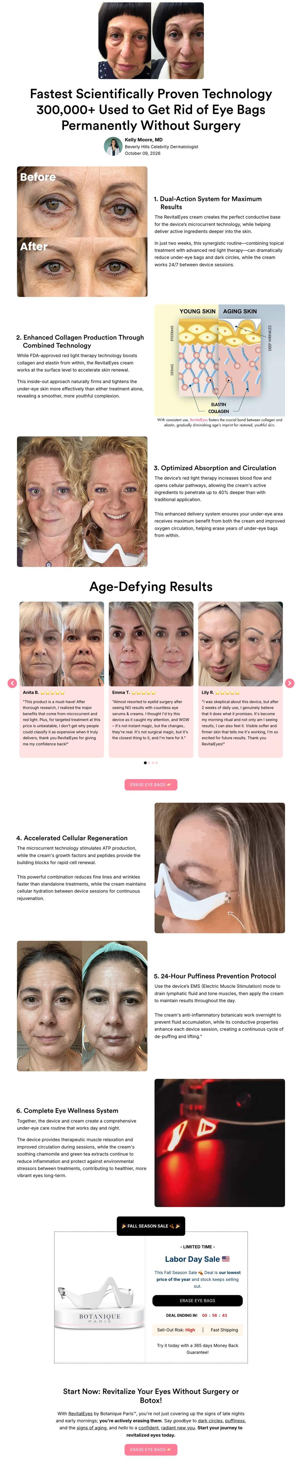 Botanique Paris landing page: Fastest Scientifically Proven Technology 300,000+ Used to Get Rid of Eye Bags Permanently Without Surgery