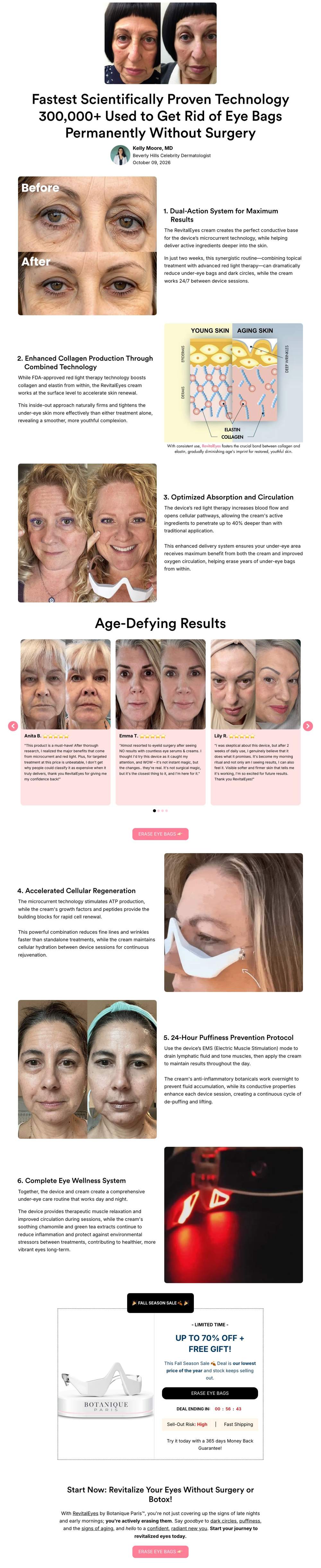 Botanique Paris landing page: Fastest Scientifically Proven Technology 300,000+ Used to Get Rid of Eye Bags Permanently Without Surgery