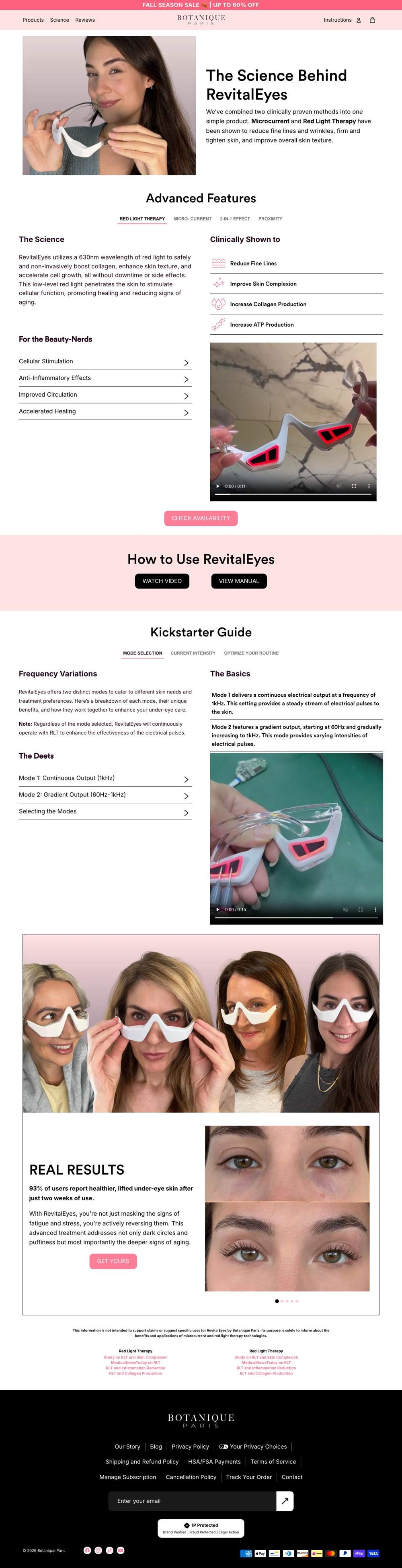 Botanique Paris landing page: The Science Behind RevitalEyes