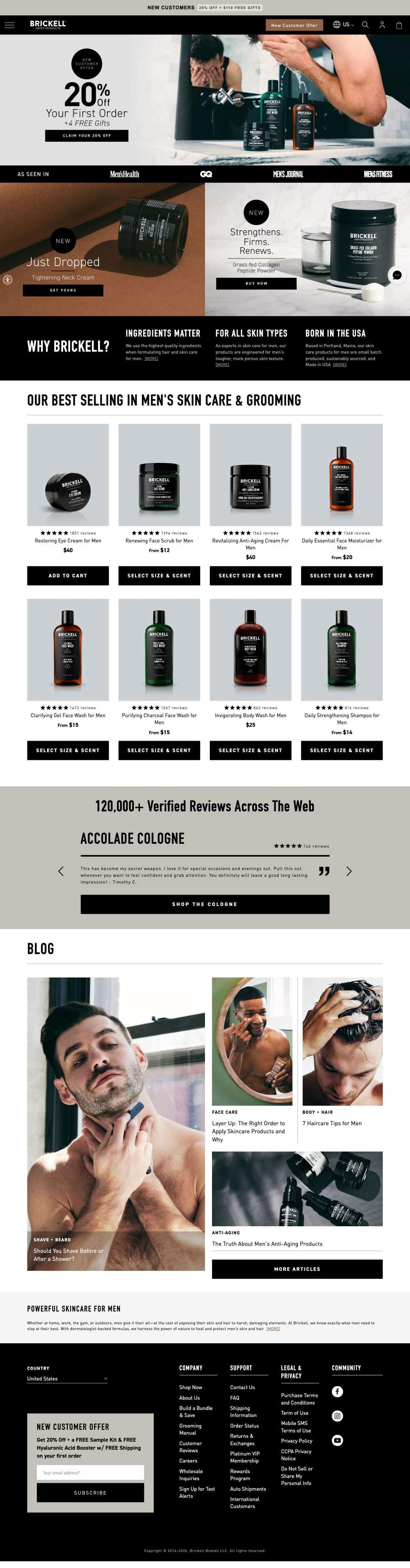Brickell Men's Products landing page: BRICKELL MEN'S SKIN CARE
