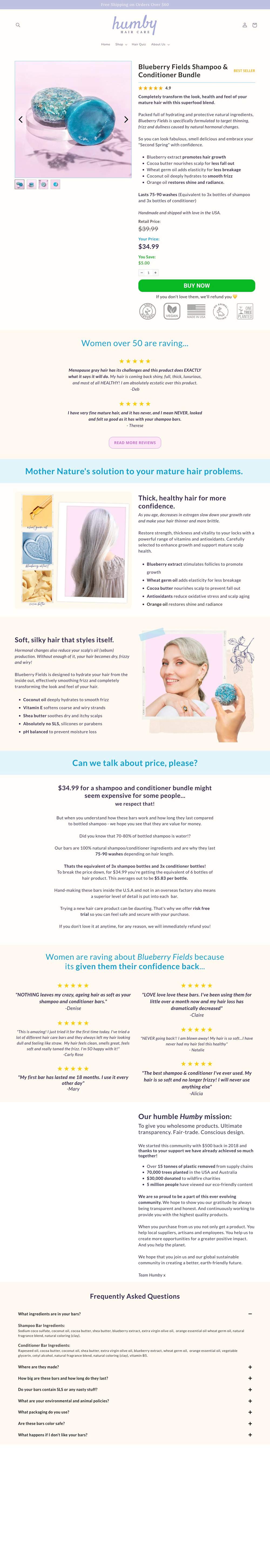 Humby Organics landing page: Women over 50 are raving...